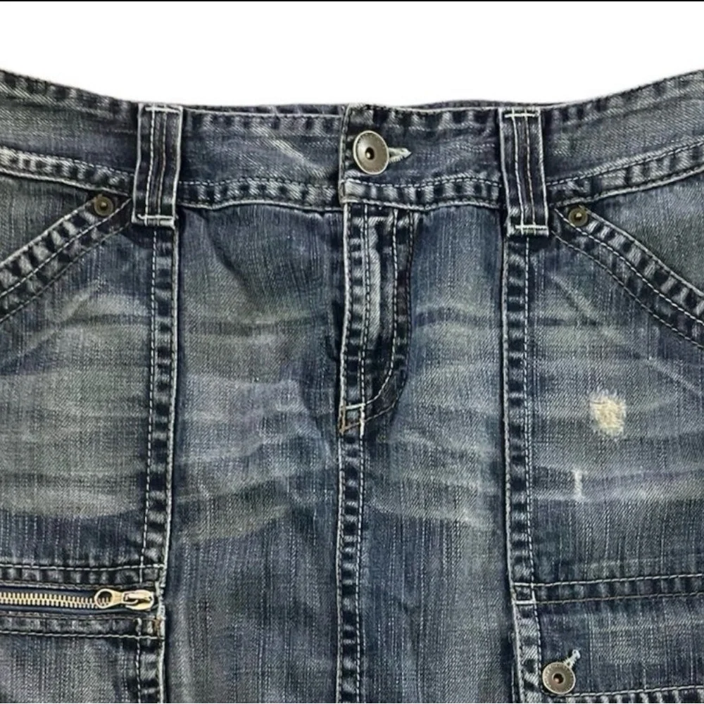 United Colors Of Benetton Blue Denim Distressed Skirt - Picture 2 of 6